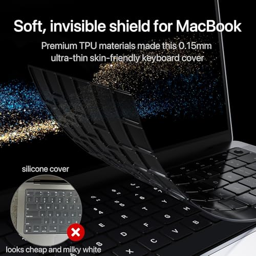 Premium Ultra Thin Keyboard Cover Protector, Compatible with 2025-2021 M5/M4/M3/M2/M1 Pro/Max MacBook Pro 14/16, M4/M3/M2 MacBook Air 13/15, US Layout, Surround Touch ID - color: Smokey(Surround Touch ID)