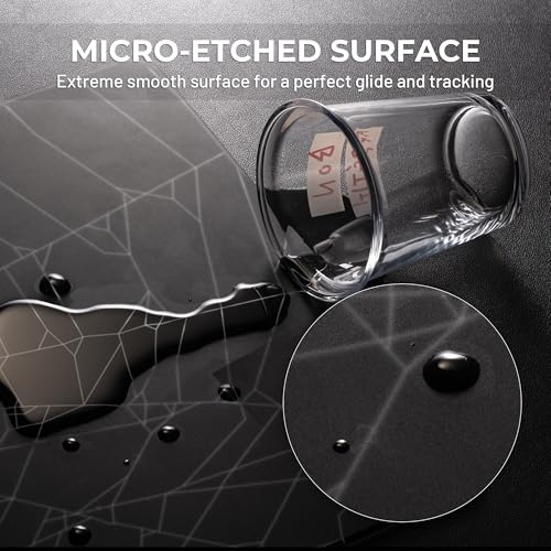 XVX Black Spider Webs Glass Gaming Mousepad 4.0,Hard Mousepad for Gaming,Ultra-Smooth Micro-Etched Surface Mouse Mat with Non-Slip Rubber Base(410mm*310mm) - color: Black(Spider Webs)