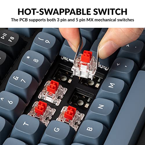 Keychron V1 Wired Custom Mechanical Keyboard Knob Version, 75% Layout QMK/VIA Programmable with Hot-swappable Keychron K Pro Red Switch Compatible with Mac Windows Linux (Frosted Black-Translucent) - color: Hot-swap Keychron K Pro Red Switch