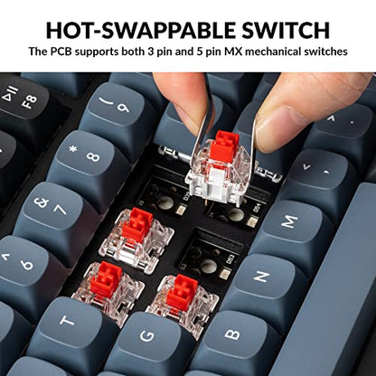 Keychron V1 Wired Custom Mechanical Keyboard Knob Version, 75% Layout QMK/VIA Programmable with Hot-swappable Keychron K Pro Red Switch Compatible with Mac Windows Linux (Frosted Black-Translucent) - color: Hot-swap Keychron K Pro Red Switch