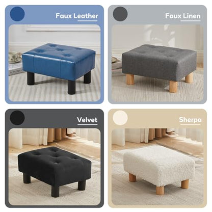 Small Foot Stool Ottoman, Velvet Footstool Ottoman Foot Rest for Couch, Rectangle Footstools and Ottomans Small for Living Room, Entryway and Bedroom (Black) - color: Black (Velvet)