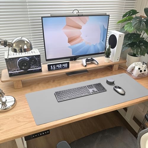 Leather Desk Mat Mouse Pad Large Non-Slip Surface Office Home Desk Accessories Supplies Decor for Keyboard Computer Laptop Writing Table Protector (Light Gray) - color: Light Gray