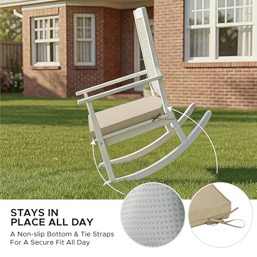 Outdoor Chair Cushions, Fade-Resistant & Water-Resistant, D Shaped Patio Furniture Seat Chair Pads Replacement with Ties, Non-Slip Bottom, Removable Cover, Set of 6, 17 x 16 Inch, Natural - color: Natural, size: 17" x 16" 6 Pack