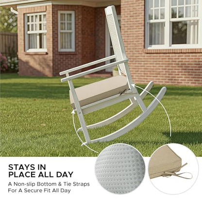 Outdoor Chair Cushions, Fade-Resistant & Water-Resistant, D Shaped Patio Furniture Seat Chair Pads Replacement with Ties, Non-Slip Bottom, Removable Cover, Set of 6, 17 x 16 Inch, Natural - color: Natural, size: 17" x 16" 6 Pack