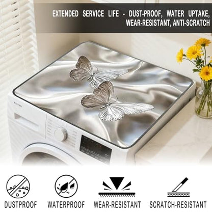 Nuxovilar Silver Butterfly Dryer Cover for the Top, Non-slip Washer & Dryer Protector, 23.62"x19.68" Dust-proof Washing Machine Mat, Diatom Mud Polyester Top Pad for Laundry Room - color: Yel98735