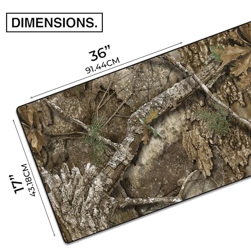 MPCO. Real Tree Large Gaming Desk Pad - 36" x 17" Duraglyde Fabric APX – Without Logo Desk Mats - Non-Slip, Washable, Smooth Glide for Precision Gaming & Work - color: Duraglyde Apx – Without Logo