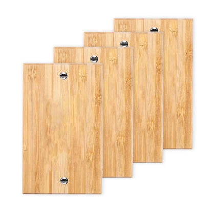 4PC Solid Wood Single Toggle Light Switch Plate 4.5" X 2.76" Bamboo Light Switch Cover Quality Raw Wooden Decorative Blank Light Switch Cover Plate - color: 4PC-Single Toggle Blank