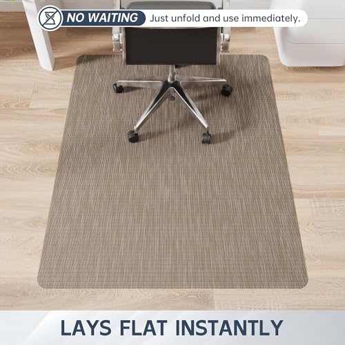 Office Chair Mat for Hardwood Floor, 60" x 46" Desk Computer Chair Mats for Hard Wood, Anti-Slip Easy Glide Rolling Floor Protector Mat, Under Desk Mat for Home Office, Dark Brown - color: Dark Brown, size: 46'' x 60'' Rectangle