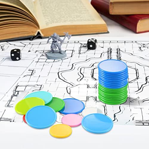DLUGOPIS 100 Pcs 1 Inch Dry Erase Tokens Game Tokens Set Dry Erase with A Storage Box and 4 Wipes Reusable Game Discs for Tabletop Games DIY Plastic Counters Chips 1Inch and 1.5 Inch - size: 1 Inch and 1.5 Inch