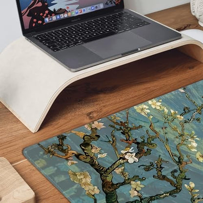 Almond Blossoms Large Mouse Pad,Gaming Keyboard Desk Pad,Extended Mouse Mat Non-Slip Rubber Base with Stitched Edges for Office Game Home XXL 35.4"x15.7" - color: Almond Blossoms, size: 35.4L x 15.7W inches