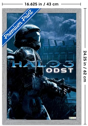 Halo: ODST - Key Art Wall Poster, 22.4L" x 14.7W", Gray Framed Version - color: Gray Framed Version, size: 22.4"L x 14.7"W