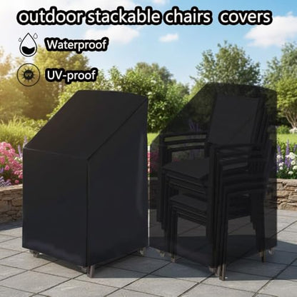 Outdoor Chair Cover Waterproof Sunproof Oxford Fabric with Drawstring - All Weather Protection for Patio, Garden, Balcony Furniture (Black 2 piece ) - size: 42"*26.7"*24"(2 piece)