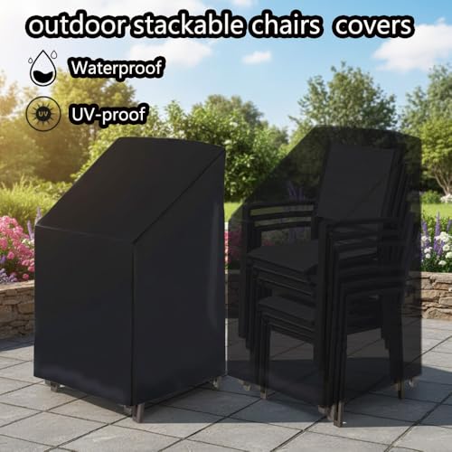 Outdoor Chair Cover Waterproof Sunproof Oxford Fabric with Drawstring - All Weather Protection for Patio, Garden, Balcony Furniture (Black 1 piece) - size: 42"*26.7"*24"(1 piece)
