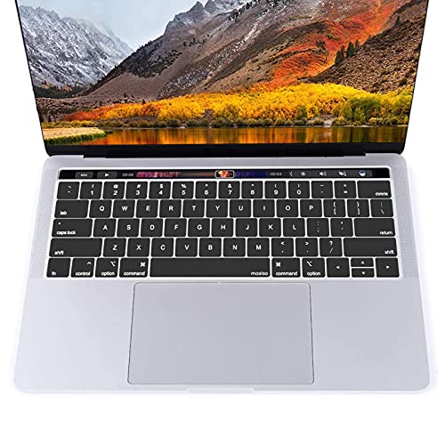 MOSISO Keyboard Cover Compatible with MacBook Pro with Touch Bar 13 and 15 inch 2019 2018 2017 2016 (Model: A2159, A1989, A1990, A1706, A1707), Silicone Skin Protector, Black