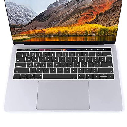 MOSISO Keyboard Cover Compatible with MacBook Pro with Touch Bar 13 and 15 inch 2019 2018 2017 2016 (Model: A2159, A1989, A1990, A1706, A1707), Silicone Skin Protector, Black