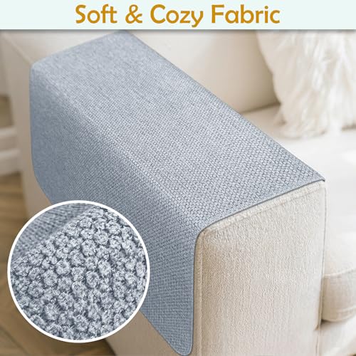 Couch Arm Covers, Waterproof Armrest Cover for Sofa, Loveseat, Armchair, Non-Slip Recliner Arm Cover, Sofa Arm Covers, Headrest Cover, Arm Chair Covers Set of 2 (Gray-Blue, 24"×20") - color: Gray-blue, size: 24" x 20" - 2 pcs