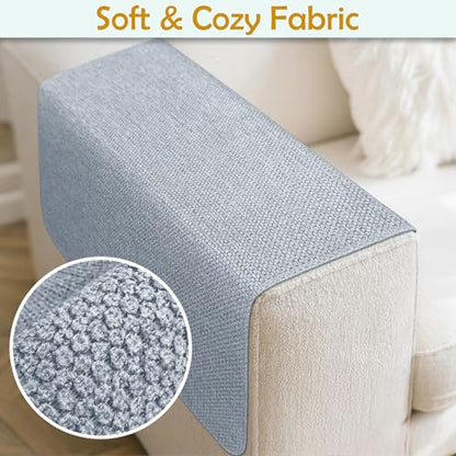 Couch Arm Covers, Waterproof Armrest Cover for Sofa, Loveseat, Armchair, Non-Slip Recliner Arm Cover, Sofa Arm Covers, Headrest Cover, Arm Chair Covers Set of 2 (Gray-Blue, 24"×20") - color: Gray-blue, size: 24" x 20" - 2 pcs