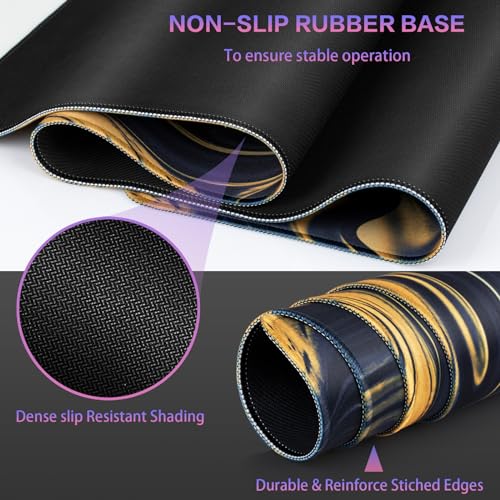 Canjoy Gaming Mouse Pad, Fluid Pattern Mouse Pad 31.5x15.7inch Large Extended Computer Mouse Mat Keyboard Full Desk Mousepad for Gaming, Office, Home - color: Blue-purple Fluid, size: 800*400mm