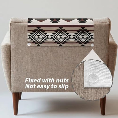 Headrest Cover Non Slip Sofa Covers Aztec Tribe Brown Design Furniture Slipcovers Couch Headrest Protector Fade Resistant Print Head Protector Cover for Sofa,Not Easy to String - color: Aztec Tribe Brown Design