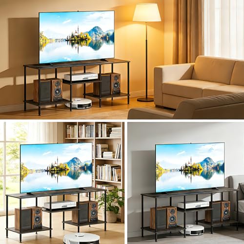 50 Inch TV Stand for Living Room Small Entertainment Center with Open Storage Shelves,3 Tier Bedroom TV Console Table for 50 43 40 32 inch TV, Dark Grey - color: Dark Grey
