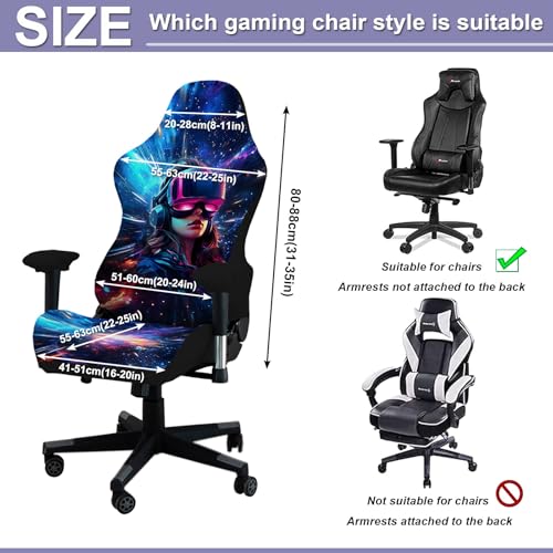 Gaming Chair Covers, 3D Printing Stretchable Soft Non-Slip Easy to Install Gamer Chair Cover with Armrest Cover(No Chair)(G) - color: G