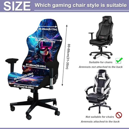 Gaming Chair Covers, 3D Printing Stretchable Soft Non-Slip Easy to Install Gamer Chair Cover with Armrest Cover(No Chair)(G) - color: G
