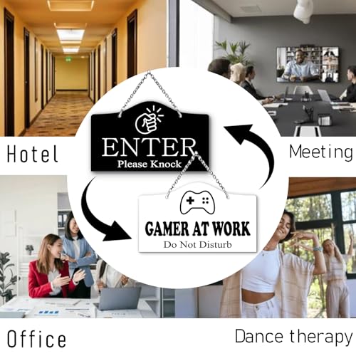 9"x5.35" Gamer At Work Sign for Players, Gamer Room Door Sign for Video Game Room Accessorie Player Gift