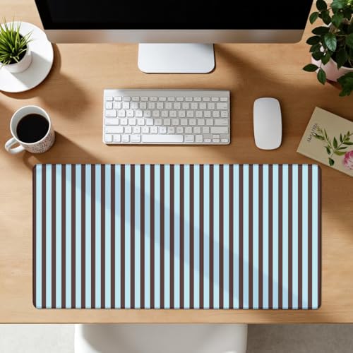 Dark Brown Blue Striped Desk Mat Cute Pastel XXL Large Gaming Mouse Pad Desk Pad Kawaii Cozy Aesthetic Keyboard Laptop Computer Mat Home Office Decor - color: A3- Chocolate Blue