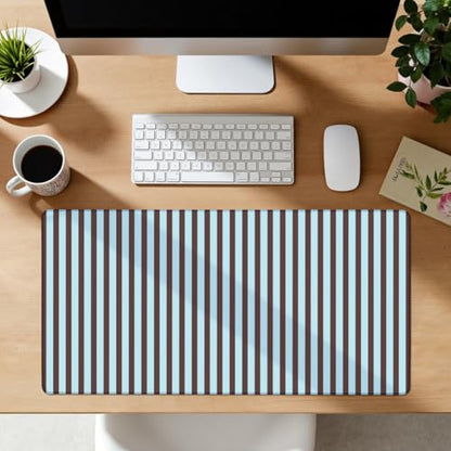 Dark Brown Blue Striped Desk Mat Cute Pastel XXL Large Gaming Mouse Pad Desk Pad Kawaii Cozy Aesthetic Keyboard Laptop Computer Mat Home Office Decor - color: A3- Chocolate Blue