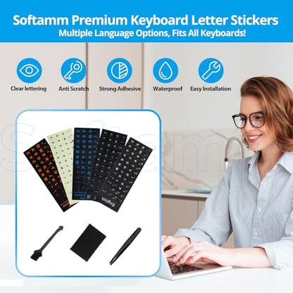 English Keyboard Stickers [5 in 1],Super Clear Large Print Bold White Letters on Black Background English US Keyboard Letter Stickers for Laptop Desktop Computer Alphabet Sticker-Matte - color: Big Font White Letter