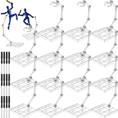 Wonderjune 24 Pack Action Figure Stand Model Support Stand Clear Doll Base Assembly Action Figure Display Holder Base with Screwdriver Compatible HG/RG 1/144 Toy, Transparent(9 Inches) - size: 9 Inches