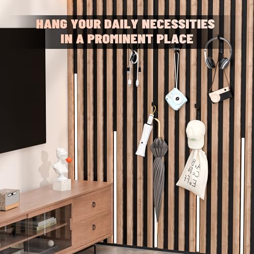 Lichaser 10 Pack Black Acoustic Panel Wall Hooks, Decorative Wall Hooks Screw in Sound Panel and Wood Slats, 0.5 in Metal Hanger for Hanging Coat, Hat, Towel, Backpack, Bags, Purse - size: 10 Pack