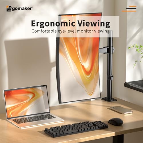 Single Monitor Stand, Arm Monitor Desk Mount for 13" to 27" Screen, Full Adjustable Height, Tilt Swivel Rotate, Holds 22 lbs per Arm, Easy to Install - size: Single Up to 27"