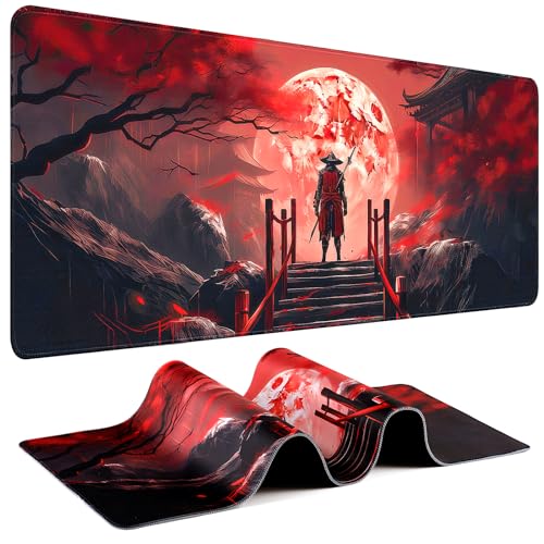Gaming Mouse Pad - (31.5"×11.8") Japanese Samurai Large Mouse Pads for Desk - Desk Mat for Keyboard and Mouse with Non-Slip Base, Desks Pad Matfor Game/Office & Home - color: Japanese Samurai-4, size: 31.5L x 11.8W inches