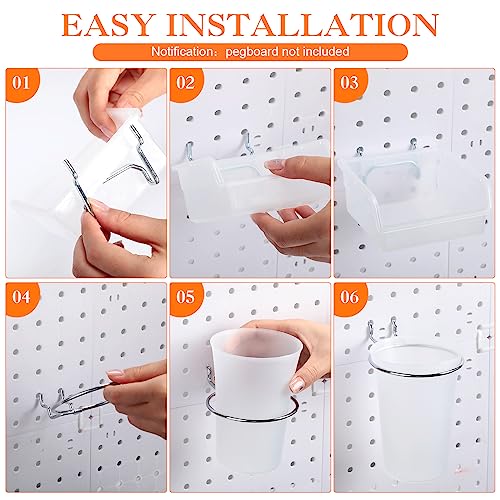 Zubebe 106 Pcs Pegboard Hooks Assortment with Bins, Pegboard Accessories Organizer Kit Include Bins with Hooks and Loops Paper Towel Craft Holder for Hanging Tool(Silver, Clear)