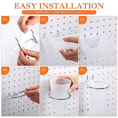 Zubebe 106 Pcs Pegboard Hooks Assortment with Bins, Pegboard Accessories Organizer Kit Include Bins with Hooks and Loops Paper Towel Craft Holder for Hanging Tool(Silver, Clear)