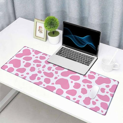 Gaming Mouse Pad, Large Mouse Pads for Desk, Non-Slip Rubber Base Mousepad, Keyboard Mouse Mat, Desk Pad with Stitched Edges, 31.5x11.8 inch Pink Cow Print - color: Pink Cow Print, size: 31.5" x 11.8"
