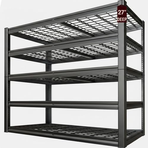 27" D Storage Shelves, Garage Shelving Heavy Duty Metal Adjustable Garage Shelves, Shelving Units Industrial Shelving for Warehouse, 62" W x 27" D x 78" H,2 Pack - size: 62"Wx78"Hx27"D | 5 Tier