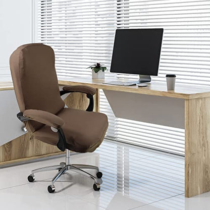 WOMACO Office Chair Covers, Stretch Computer Chair Cover with Armrest Covers, Universal Boss Chair Covers Modern Simplism Style High Back Chair Slipcover (Light Brown, Large) - color: 1-light Brown