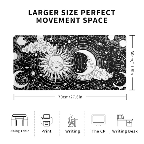 Magic Astrology Extended Big Mouse Pad Large, Gaming Mouse Pad Desk Pad,27.6x11.8 Inch Long Computer Keyboard Mouse Mat Black Mousepad with 3mm Non-Slip Base and Stitched Edge for Gaming and Office - color: Magic Astrology