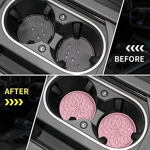ME.FAN Car Coasters for Cup Holders [4 Pack] - 2.75In Silicone Auto Mug Mats - Universal Non-Slip Recessed Car Interior AccessoriesDusty Rose - color: 4 Pack-dusty Rose