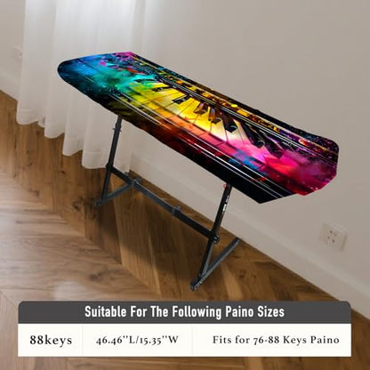 Nuxovilar Stretchy 88 Keys Keyboard Piano Dust Cover, Dust - Proof Elastic Milk Silk with Vivid Colorful Keyboard Keys Pattern for Digital Keyboards - color: hd01969