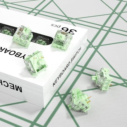 ZhouWang Jasmine Green Switch,3 Pin Replacement Pre-Lubricated Dustproof Clicky Keyboards Switch,Suitable clickers for 3D Prints and MX Mechanical Keyboard（36Pcs） - color: Jasmine(Clicky), size: 36Pcs