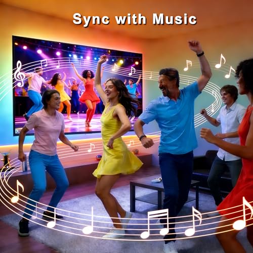 Bason TV LED Backlight for 55-65 inch TV, Bluetooth APP & Remote Control Strip Lights, Immersive Music Sync RGB USB Bias Lighting, Ambient TV Backlighting for Gaming, Movie & Home Theater Setup
