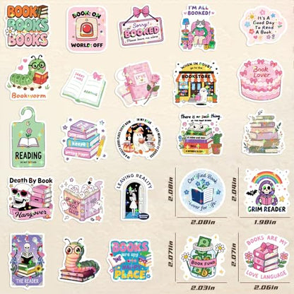 200 PCS Romance Book Stickers for Kindle, Holographic Bookish Sticker Pack Reading Glitter Vinyl Decals for Laptop Water Bottles Journal Scrapbook Waterproof