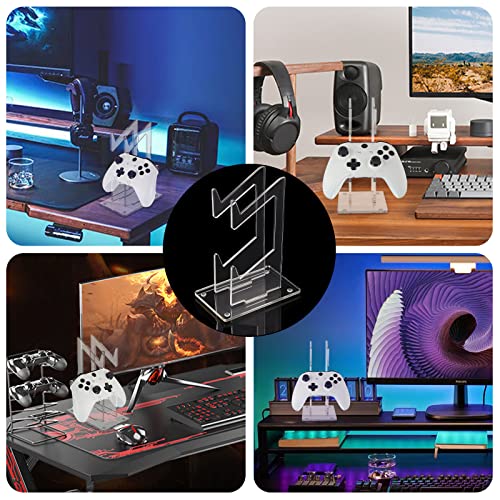 AHANDMAKER Universal Dual Controller Holder, Transparent Acrylic Game Controller Display Stand, Detachable Gamepad Desktop Stand for Display and Organization, Double-Layered