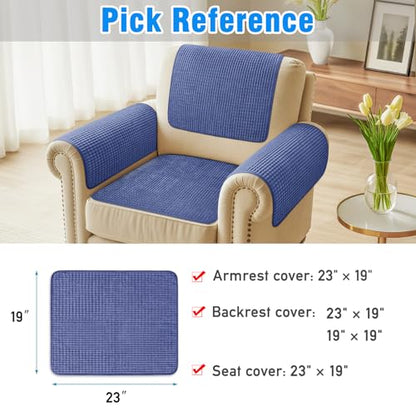 Couch Arm Covers, Sofa Arm Covers, Waterproof Armrest Cover for Sofa, Armchair, Loveseat, Headrest Cover, Non-Slip Recliner Arm Cover, Arm Chair Covers Set of 2 (Navy Blue, 23"×19") - color: Navy Blue, size: 23" x 19" - 2 pcs
