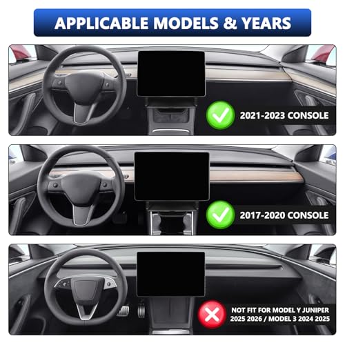 Hideable Under Screen Storage Organizer Compatible with Tesla Model Y 2024-2020(Not Juniper)/Model 3 2023-2017 Accessories Black (Not Model Y Juniper 2025-2026/Model 3 Highland 2024-2025) - color: Black-Old Model Y/3, size: Hideable