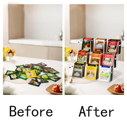 Tea Bag Organizer Holder, Acrylic Tea Packets Storage Box Container Display Stand Rack for Counter Cabinet Countertop Kitchen Office, 3 Tier - size: 3 Tier: 10.4" L X 5.3" W X 7.6" H
