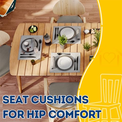AAAAAcessories D-Shaped Chair Cushions, 2" Thick Dining Chair Pads with Ties and Removable, Machine-Washable Cover, 17" x 16", Set of 8, Khaki Gray - color: Khaki Gray, size: 8 Count(Pack of 1)